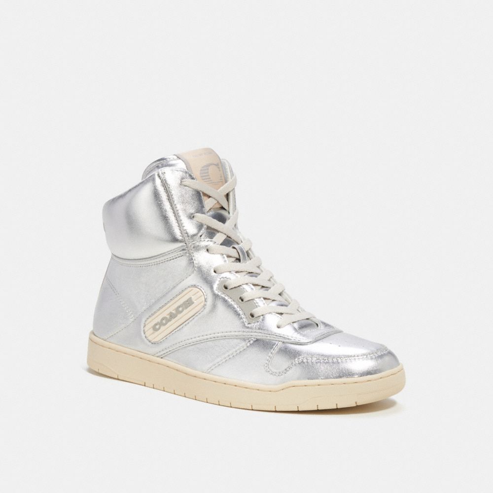 Silver Coach C202 High Top Women Sneakers | 5918STJKV