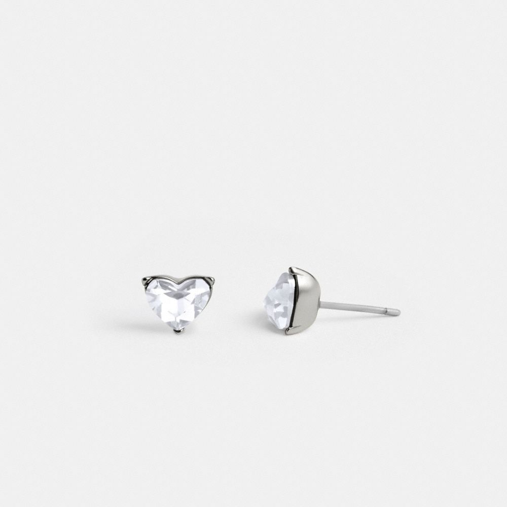 Silver Coach Halo Heart Stud Earrings Women Jewelry | 5218FMOPK