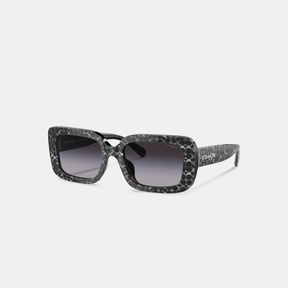 Silver Coach Signature Oversized Rectangle Sunglasses Women Eyewear | 7042OJBDR