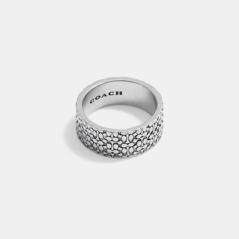 Silver Coach Sterling Signature Men Ring | 5049EQZGH