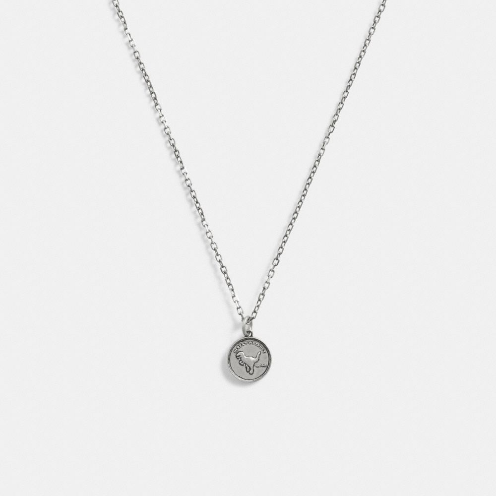 Silver Coach Sterling Silver Coin Pendant Men Necklace | 4539QHJGC