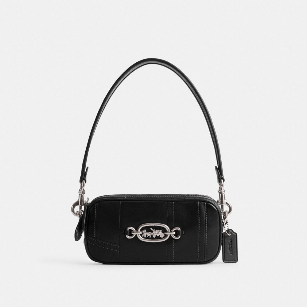 Silver / Black Coach Avery Shoulder Bag In Patchwork Women Shoulder Bags & Hobos | 3156ARDIN