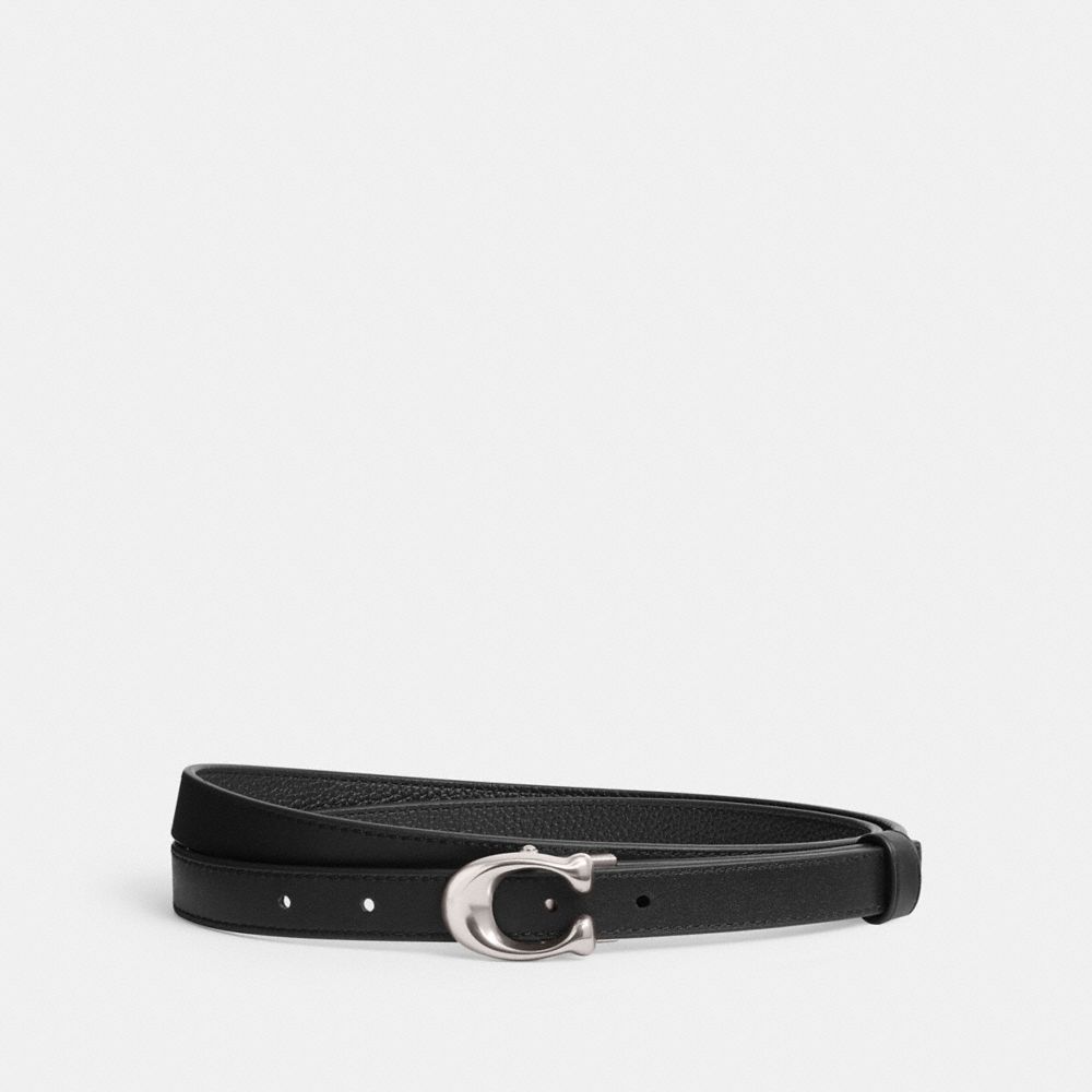 Silver / Black Coach Sculpted Signature Buckle Reversible Belt, 20 Mm Women Belts | 2974PTGIW