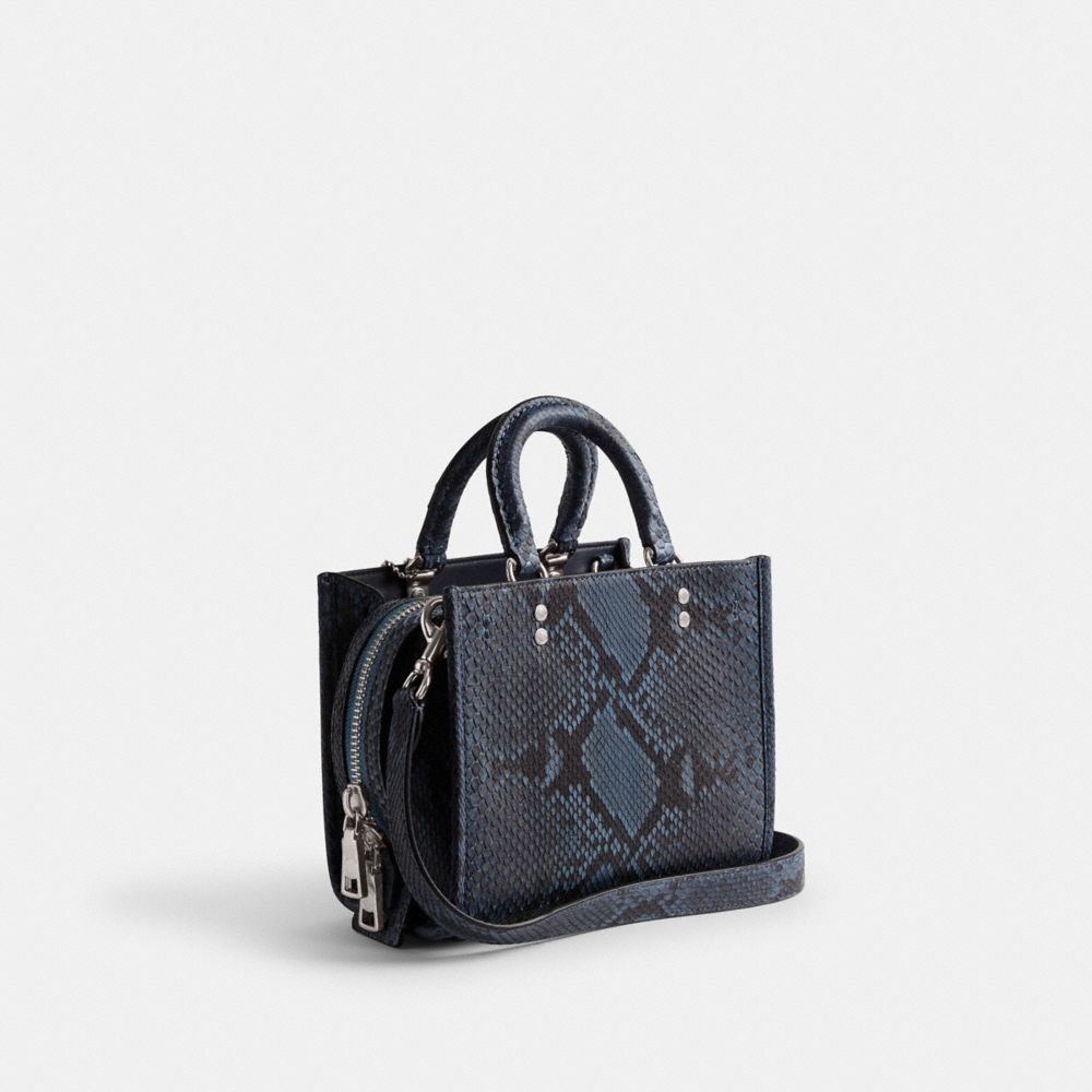 Silver / Dark Blue Coach Rogue 20 In Python Women Satchels & Top Handles | 8012BYRMC