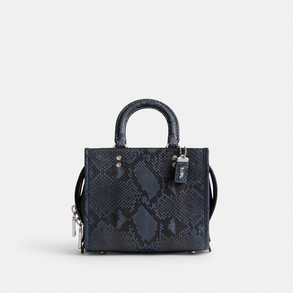 Silver / Dark Blue Coach Rogue 20 In Python Women Satchels & Top Handles | 8012BYRMC