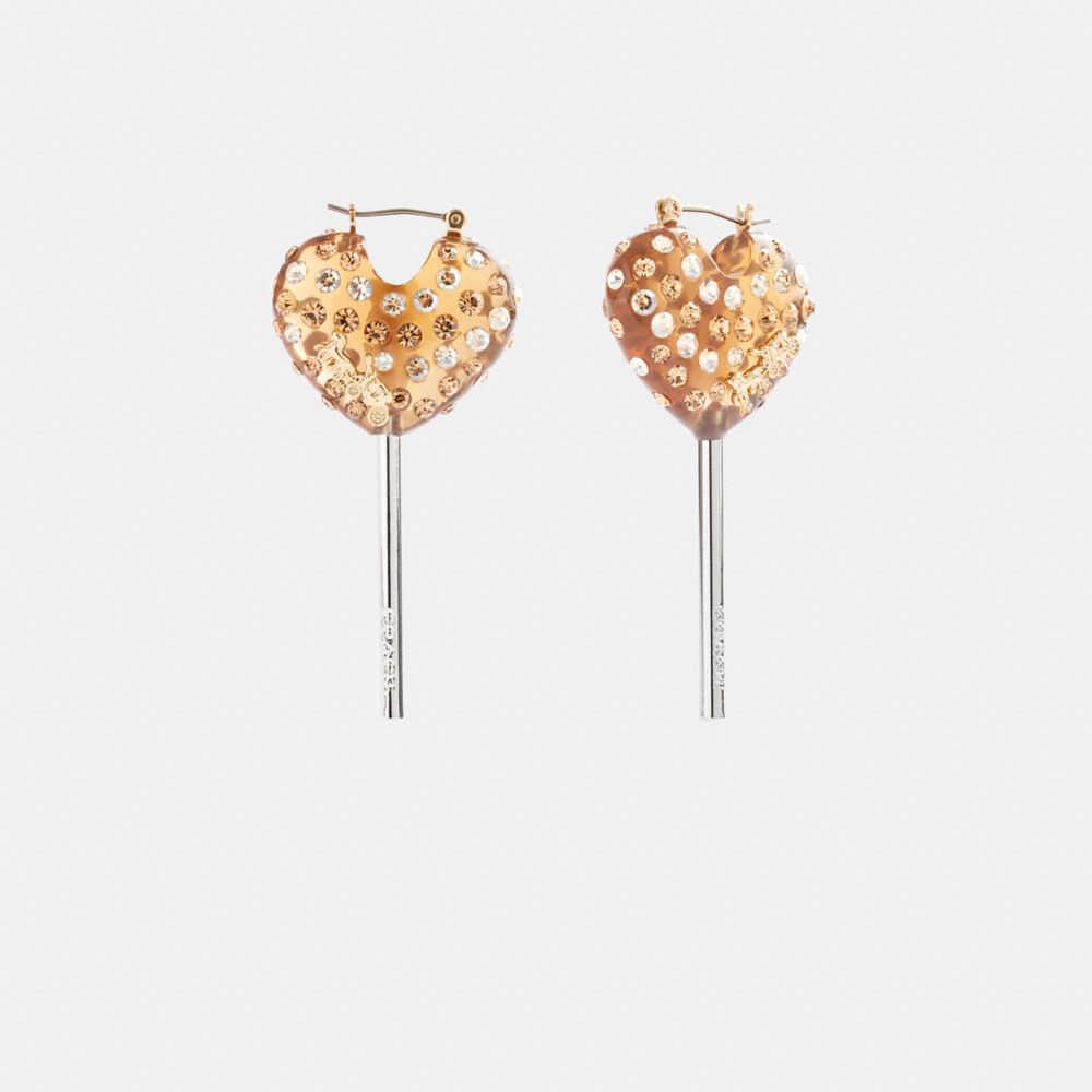 Silver / Gold Coach Heart Lollipop Earrings Women Jewelry | 3205DGTNF