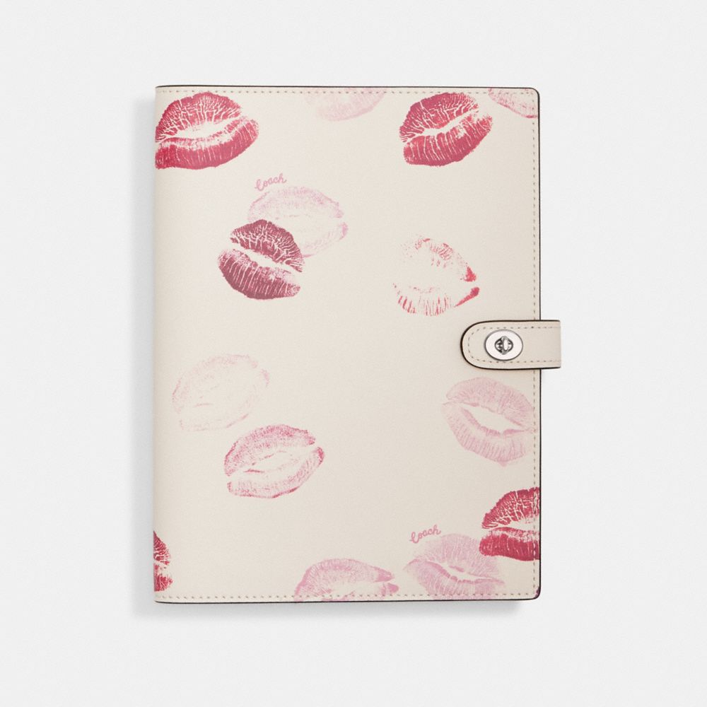 Silver / Multicolor Coach Notebook With Lip Print Women Tech, Desk & Travel | 3285IBTKX