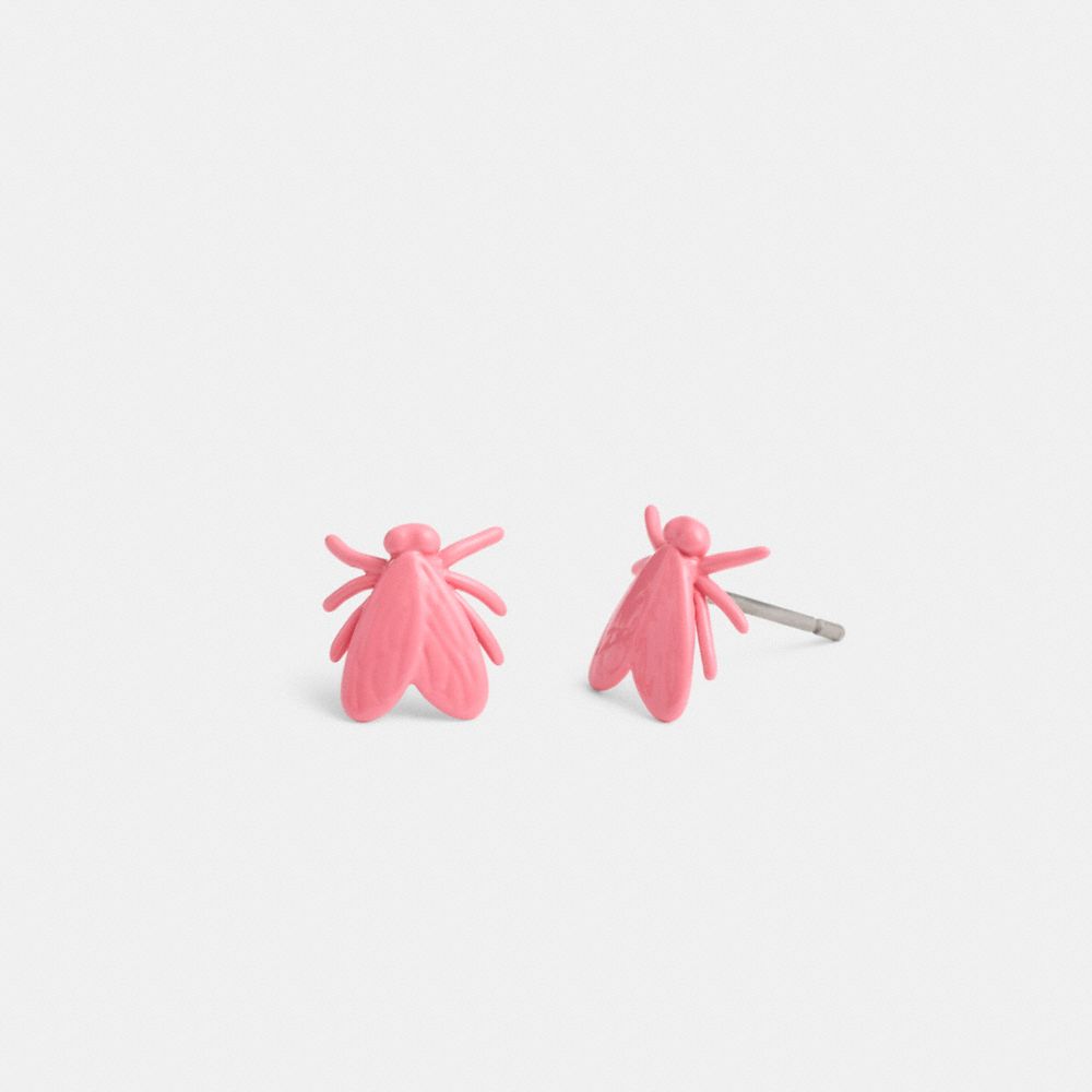 Silver / Pink Coach Fly Stud Earrings Women Jewelry | 4260CFIOS