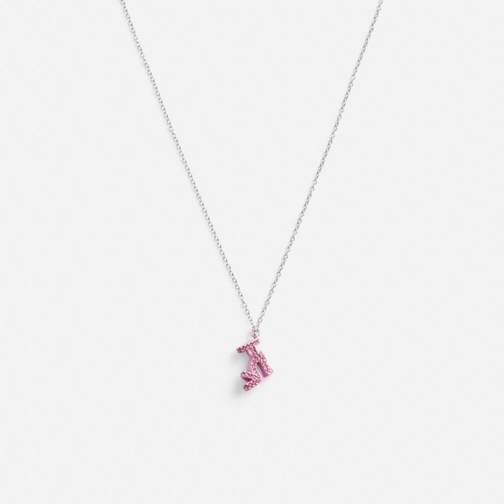 Silver / Pink Coach Stiletto Pendant Necklace Women Jewelry | 6124FGLEI