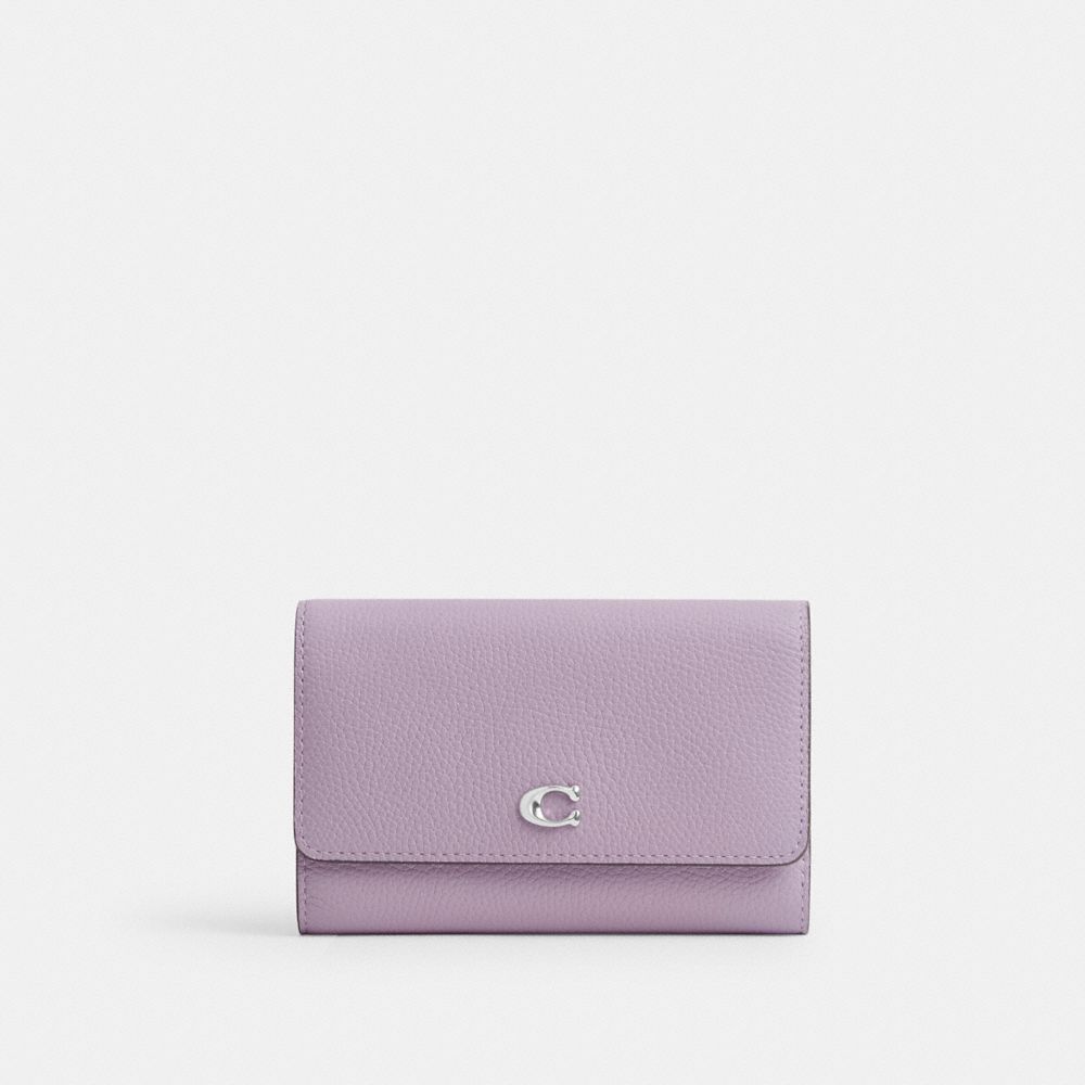 Silver / Purple Multicolor Coach Essential Medium Flap Wallet In Colorblock Women Large Wallets | 0192KBICD