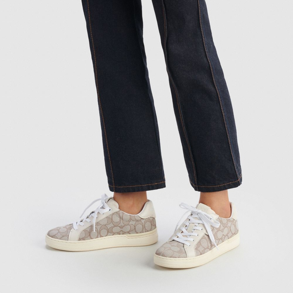 Stone/Chalk Coach Lowline Low Top Women Sneakers | 4628SYRXZ