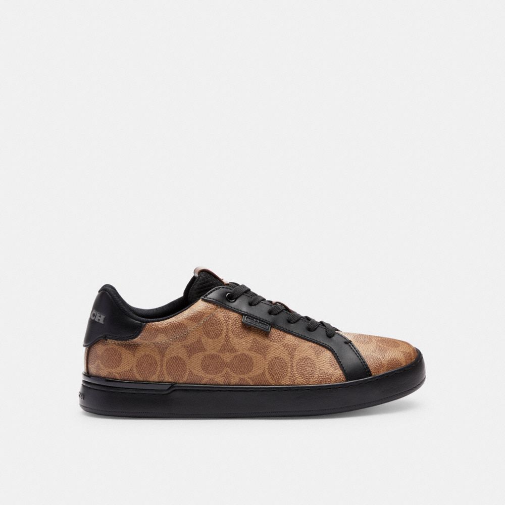 Tan/Black Coach Lowline Low Top In Signature Canvas Men Sneakers | 2890MVBGZ