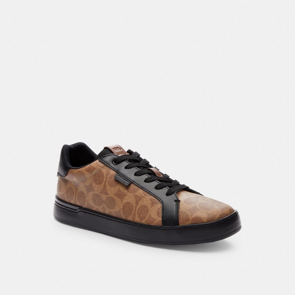 Tan/Black Coach Lowline Low Top In Signature Canvas Men Sneakers | 2890MVBGZ