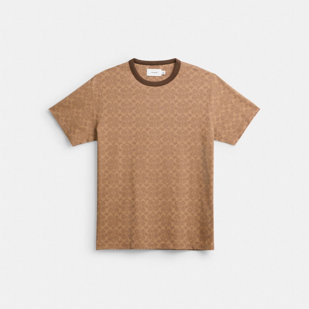 Tan Signature Coach Signature T Shirt Men Tops & Bottoms | 5619BIOEA