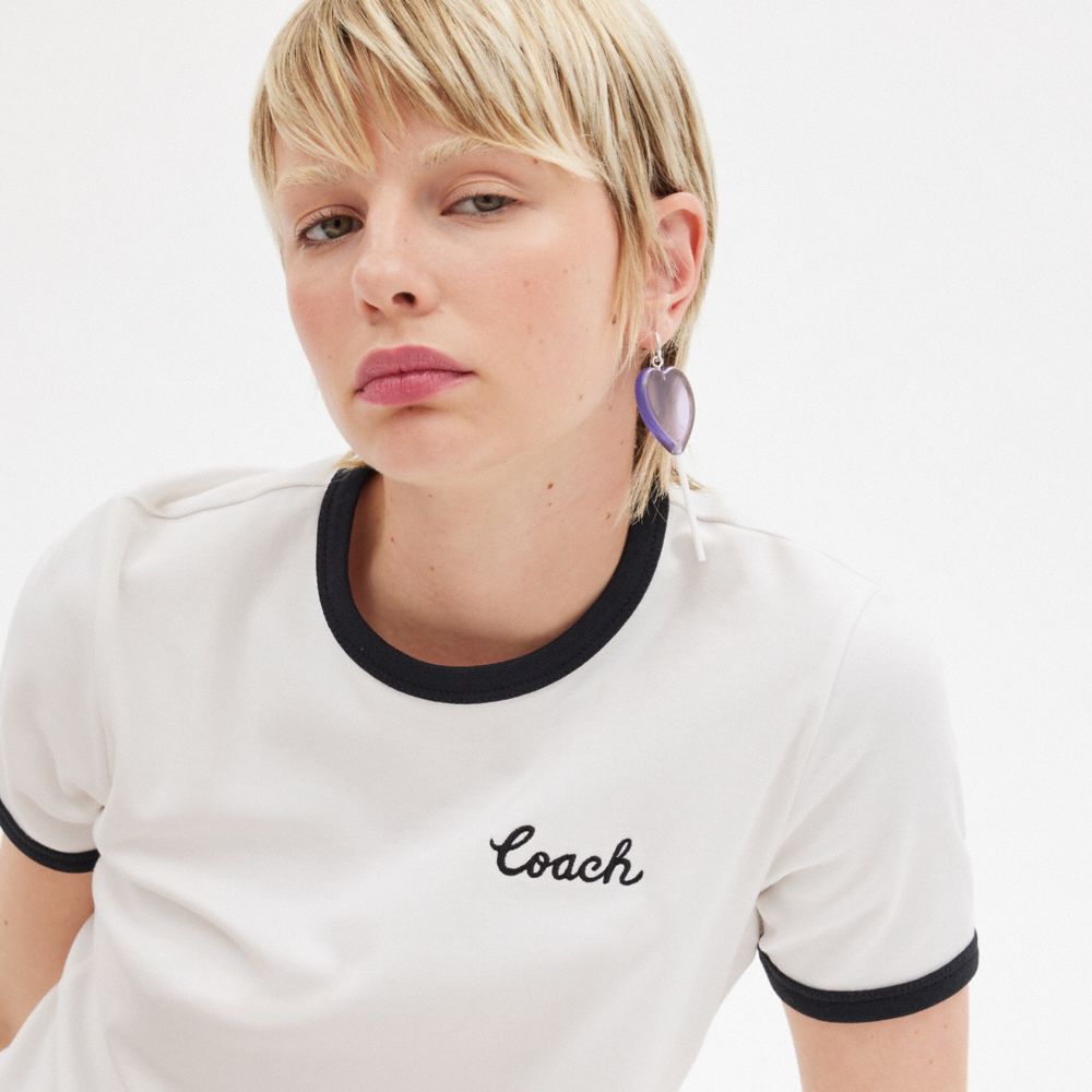 White Coach Coach Ringer T Shirt Women Tops | 2615UIFEO