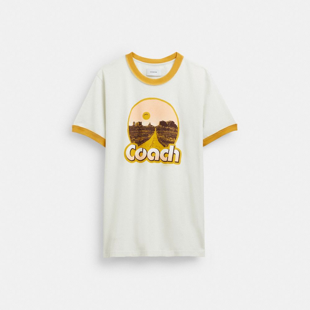 White Coach Roadside Ringer T Shirt Men Tops & Bottoms | 7069EZRTJ