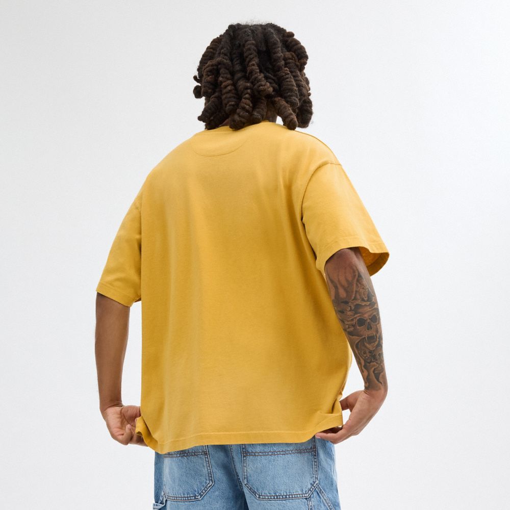 Yellow Coach Americana T Shirt Men Tops & Bottoms | 5021IYBGF