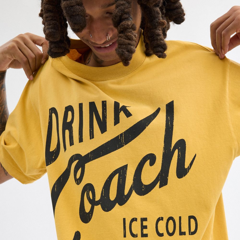 Yellow Coach Americana T Shirt Men Tops & Bottoms | 5021IYBGF