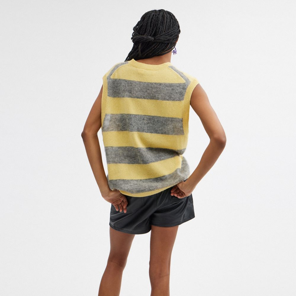 Yellow Multi Coach Sweater Vest Men Tops & Bottoms | 1487CGJNY