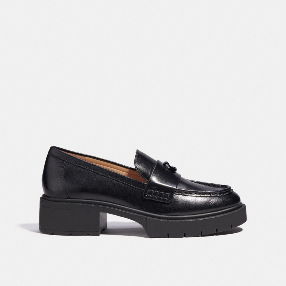 leather/Black Coach Leah Loafer Women Flats & Loafers | 2761YVKJO