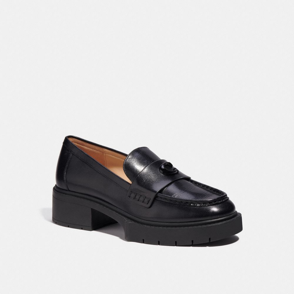 leather/Black Coach Leah Loafer Women Flats & Loafers | 2761YVKJO