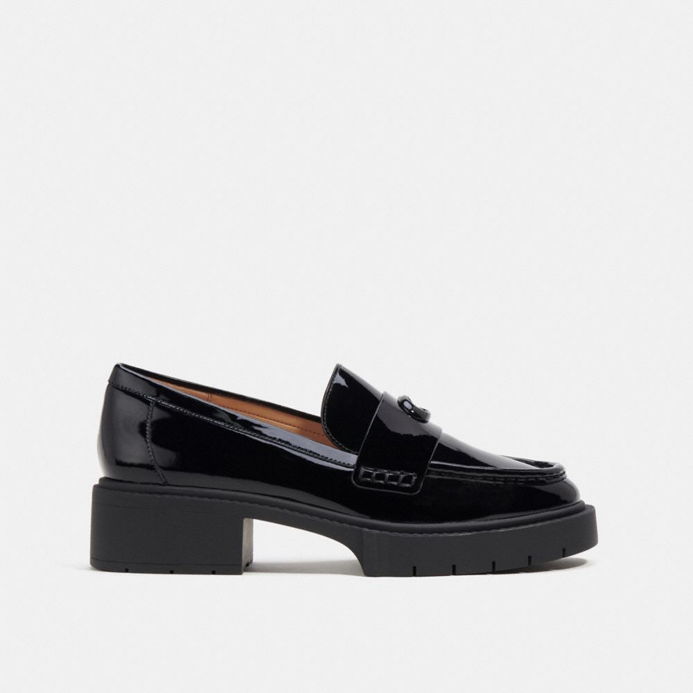 leather/Black Patent Coach Leah Loafer Women Flats & Loafers | 3059ACDQP