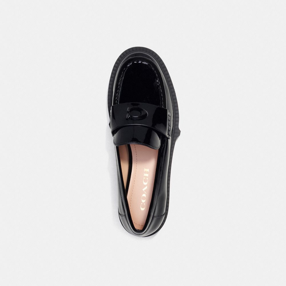 leather/Black Patent Coach Leah Loafer Women Flats & Loafers | 3059ACDQP