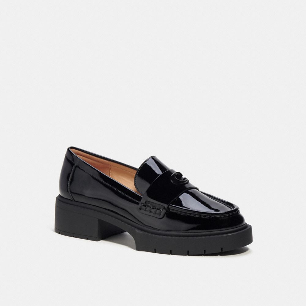 leather/Black Patent Coach Leah Loafer Women Flats & Loafers | 3059ACDQP