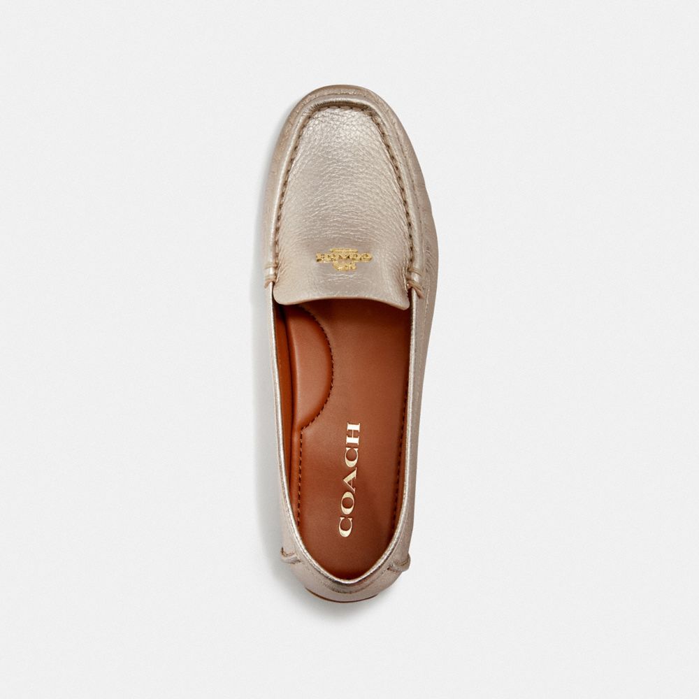 metal/leather/CHAMPAGNE Coach Marley Driver Women Flats & Loafers | 8273QBOGS