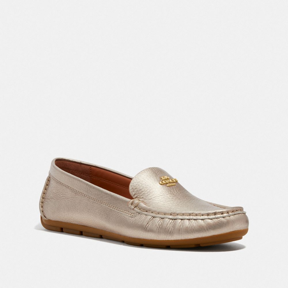 metal/leather/CHAMPAGNE Coach Marley Driver Women Flats & Loafers | 8273QBOGS