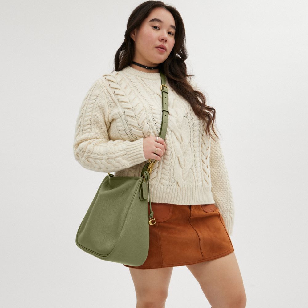 pebble leather/Brass/Moss Coach Cary Shoulder Bag Women Shoulder Bags & Hobos | 5189ISNPF