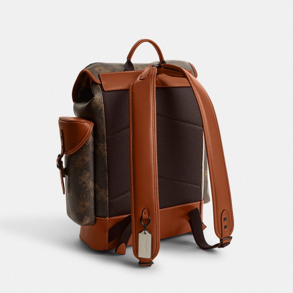 printed coated canvas/Truffle/Burnished Amber Coach Hitch With Large Horse And Carriage Print Men Backpacks | 4587RPECM