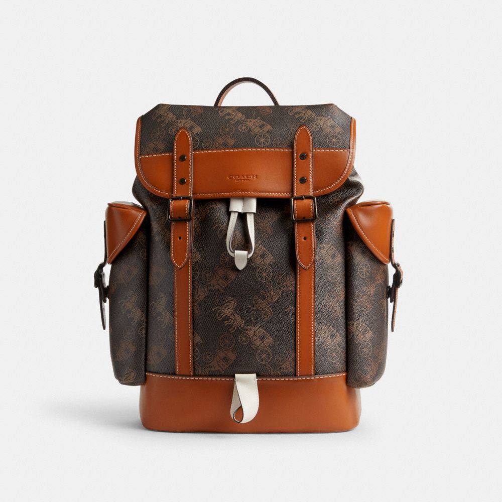 printed coated canvas/Truffle/Burnished Amber Coach Hitch With Large Horse And Carriage Print Men Backpacks | 4587RPECM