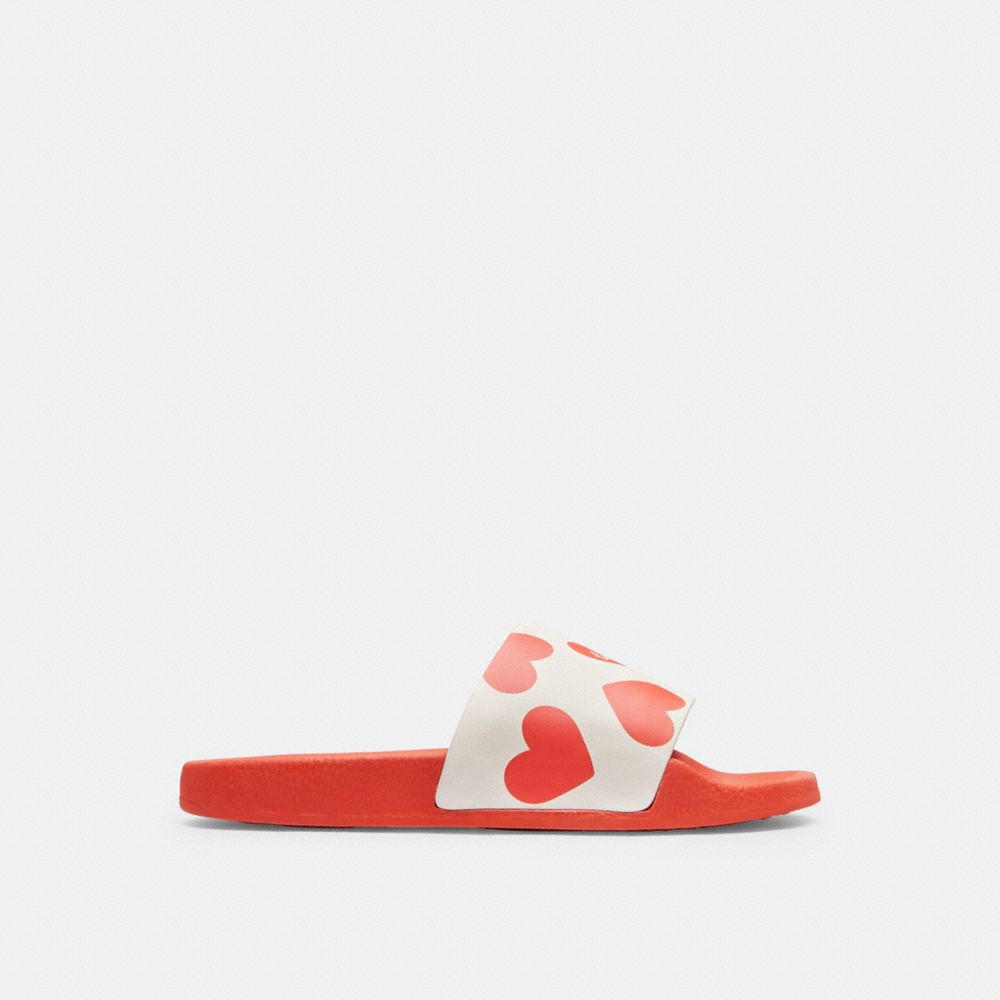 rubber/Chalk/Sport Red Coach Udele Sport Slide With Valentine's Print Women Sandals | 5248OMNYC