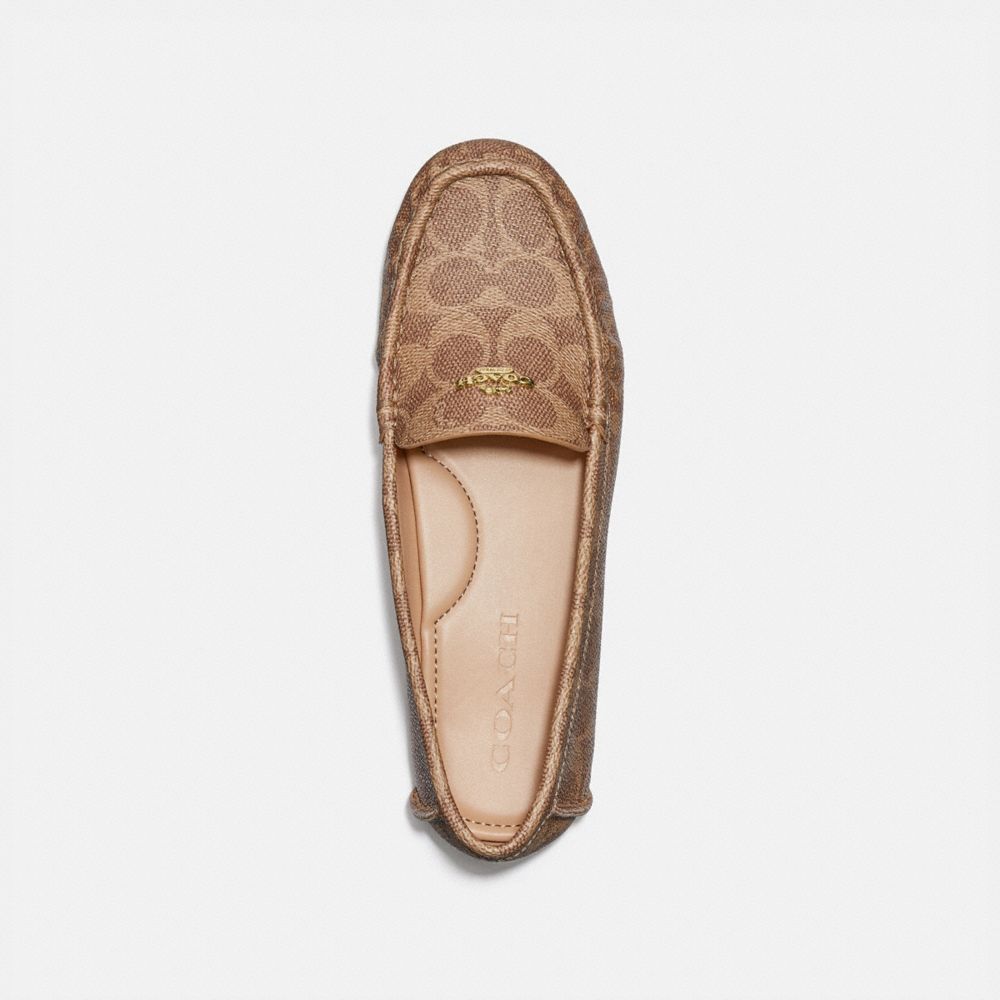 signature coated canvas/leather/Tan Coach Marley Driver Women Flats & Loafers | 5209KLWNR